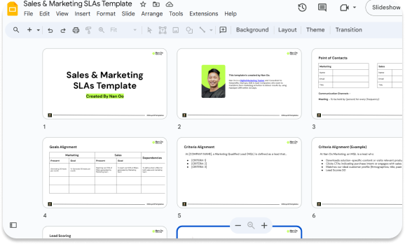 Sales & Marketing SLA Template Free | Google Slides